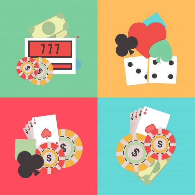 illustration jeux de casino cartes jetons dés machine à sous